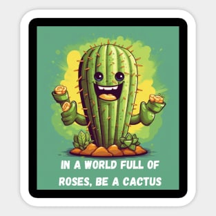 In a World Full of Roses, Be a Cactus Sticker